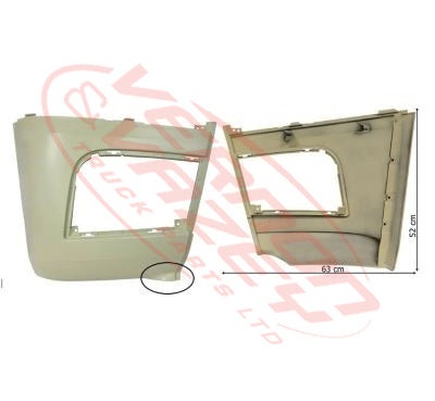 3575391-04 - FRONT BUMPER END - R/H - SUIT WITH LOWER LIP TYPE BAR - MERCEDES BENZ ACTROS - MP4 - MEGA / BIG / GIGA SPACE