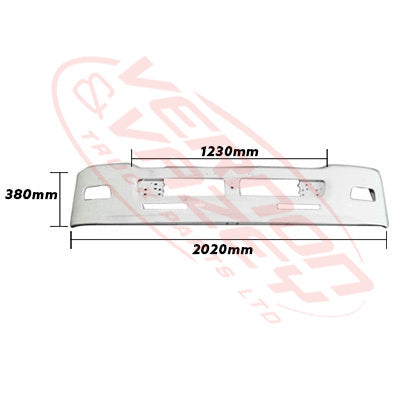 3092090-06W - FRONT BUMPER - NARROW CAB - 380mm DEEP - WHITE - ISUZU FTS/FSR/FTR  2008- - H/L IN CORNER PANEL