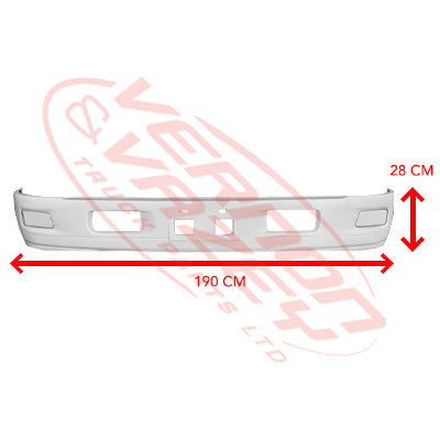 3097290-02W - FRONT BUMPER - WIDE - W/REMOVEABLE FOG LAMP COVER - WHITE - ISUZU NPR / NQR / NNR / NPS 2009-