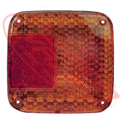 3183098-23 - REAR LAMP - LENS - AMBER W/RED REFLECTOR - HINO MCR/MBS/SH/MSH 1984-93