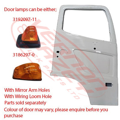 3192010-02 - FRONT DOOR - R/H - W/MIRROR HOLES* - HINO RANGER 500 2015-