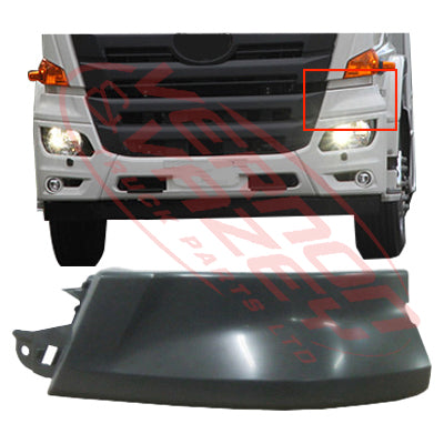 3192090-33 - FRONT BUMPER END GARNISH - UPPER (ABOVE HEADLAMP) - L/H - WIDE - HINO RANGER 500 2017- FM, GH (3 STEP TYPE)