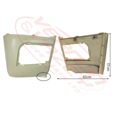 3575391-04 - FRONT BUMPER END - R/H - SUIT WITH LOWER LIP TYPE BAR - 51cm HIGH - MERCEDES BENZ ACTROS - MP4 - BIGSPACE