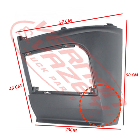 3575391-13 - FRONT BUMPER END - L/H - 50cm HIGH - MERCEDES BENZ ACTROS - MP4 - CLASSIC/STREAM SPACE
