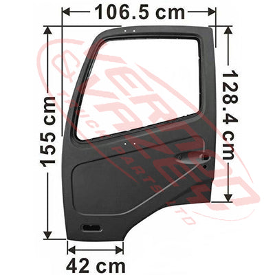 3787010-05 - FRONT DOOR SHELL - L/H - WITH 4 MIRROR HOLES, NO LOWER GLASS - MITSUBISHI FM615/FK516 1994- 2007