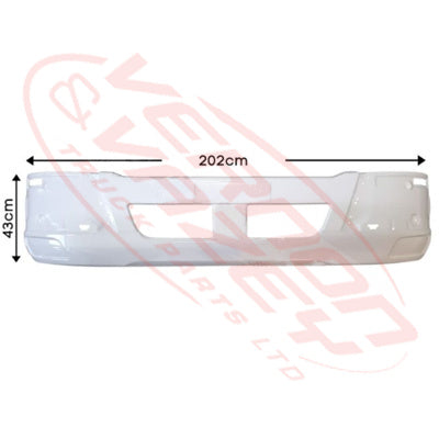 3787190-02W - FRONT BUMPER - W/O FOG LAMP - NARROW/DEEP - FK/FM - WHITE - MITSUBISHI FIGHTER 2006-2010  H/L IN CORNER PANEL