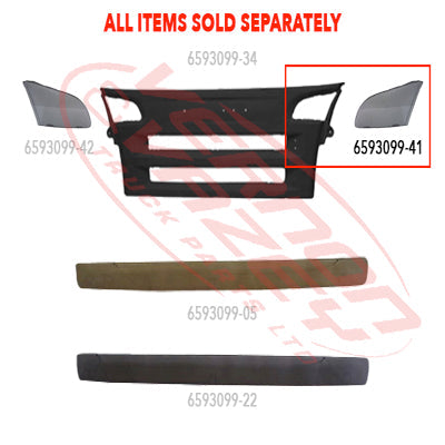 6593099-23 - GRILLE - UPPER - SIDE MESH INSERT - L/H - P/R TYPE - SCANIA P/R TRUCK - 2003-