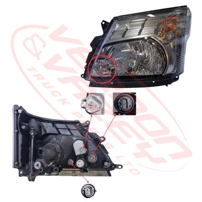 8187294-09 - HEADLAMP - L/H - ELECTRIC ADJUST - WIDE CAB - WITH DRL - HINO DUTRO 2019 - ONWARDS